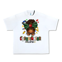 White educational coordinator life afro messy bun Urban Heavy Tee - texasbilliewilder