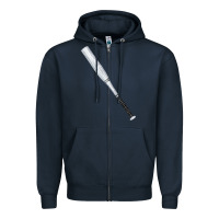 Navy white wooden softball bat Zipper Hoodie - FaDigitalArtStudio
