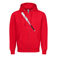 Red white wooden softball bat Zipper Hoodie - FaDigitalArtStudio