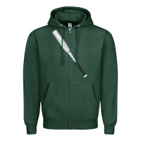 Sports Green white wooden softball bat Zipper Hoodie - FaDigitalArtStudio