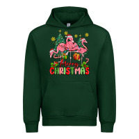 Forest Green merry christmas flamingos Urban Hoodie - MaliasSmallBusiness