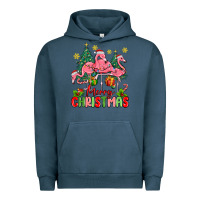 Pigment Midnight Navy merry christmas flamingos Urban Hoodie - MaliasSmallBusiness