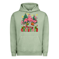 Pigment Oil Green merry christmas flamingos Urban Hoodie - MaliasSmallBusiness