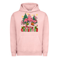 Pigment Salmon merry christmas flamingos Urban Hoodie - MaliasSmallBusiness