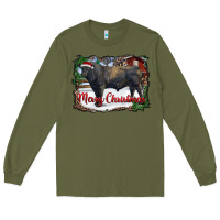 Army Green merry christmas black angus bull and farm Long Sleeve Tee - RanaPortraitStore