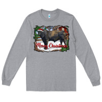 Heather Grey merry christmas black angus bull and farm Long Sleeve Tee - RanaPortraitStore