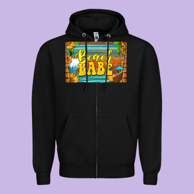 Beach Babe Skinny Metal Can Holder Zipper Hoodie Designed By Hra Design Shop