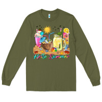 Army Green hello summer drinks Long Sleeve Tee - texasbilliewilder