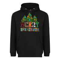 Black merry christmas with christmas trees Heavyweight Hoodie - AdoDesignShop
