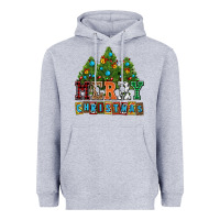Heather Grey merry christmas with christmas trees Heavyweight Hoodie - AdoDesignShop