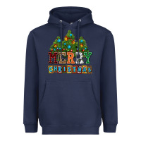 Navy merry christmas with christmas trees Heavyweight Hoodie - AdoDesignShop