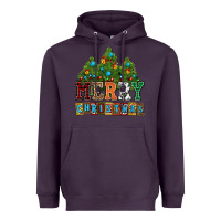 Plum merry christmas with christmas trees Heavyweight Hoodie - AdoDesignShop