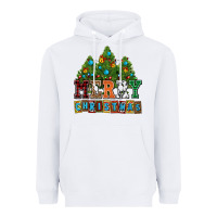 White merry christmas with christmas trees Heavyweight Hoodie - AdoDesignShop