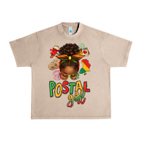 Juneteenth Afro Messy Bun Postal Girl Urban Heavy Tee | Teevron