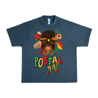 Midnight Navy juneteenth afro messy bun postal girl Urban Heavy Tee - texasbilliewilder