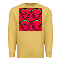 Antique Gold Watermelon Slices Seamless Pattern Premium Sweatshirt - BundleAndBundleShop