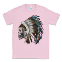 Bubblegum Pink skull with indian headdress Classic Tee - RanaPortraitStore
