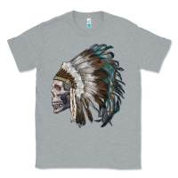 Heather Grey skull with indian headdress Classic Tee - RanaPortraitStore