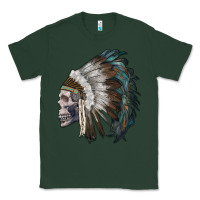 Sports Green skull with indian headdress Classic Tee - RanaPortraitStore