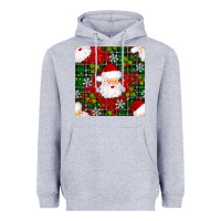 Heather Grey Christmas Santa Claus Seamless Pattern Heavyweight Hoodie - BundleAndBundleShop