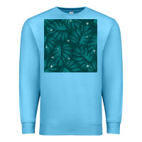 Ocean Blue Tropical  Leaves Seamless Pattern Premium Sweatshirt - BundleAndBundleShop
