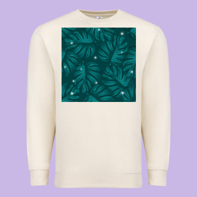 Tropical  Leaves Seamless Pattern Premium Sweatshirt Designed By Bundleandbundleshop