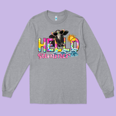 Hello Summer Long Sleeve Tee Designed By Texasbilliewilder