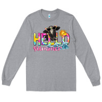 Heather Grey hello summer Long Sleeve Tee - texasbilliewilder