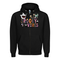 Black spooky vibes Zipper Hoodie - CowhideDigitalArt