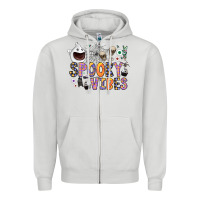 Dove Grey spooky vibes Zipper Hoodie - CowhideDigitalArt