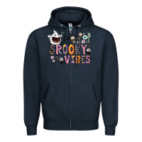Navy spooky vibes Zipper Hoodie - CowhideDigitalArt