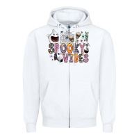 White spooky vibes Zipper Hoodie - CowhideDigitalArt