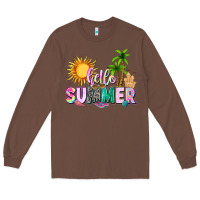 Chestnut hello summer with sun Long Sleeve Tee - texasbilliewilder