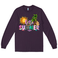 Plum hello summer with sun Long Sleeve Tee - texasbilliewilder