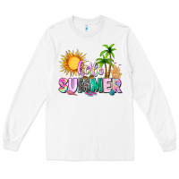 White hello summer with sun Long Sleeve Tee - texasbilliewilder