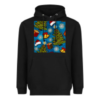 Black christmas trees and bells seamless pattern Heavyweight Hoodie - BundleAndBundleShop