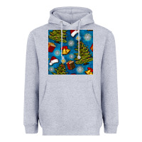 Heather Grey christmas trees and bells seamless pattern Heavyweight Hoodie - BundleAndBundleShop
