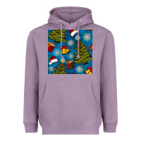 Lavender christmas trees and bells seamless pattern Heavyweight Hoodie - BundleAndBundleShop