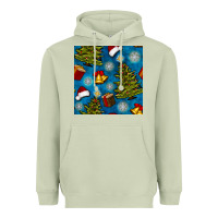 Matcha christmas trees and bells seamless pattern Heavyweight Hoodie - BundleAndBundleShop