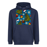 Navy christmas trees and bells seamless pattern Heavyweight Hoodie - BundleAndBundleShop