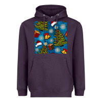 Plum christmas trees and bells seamless pattern Heavyweight Hoodie - BundleAndBundleShop