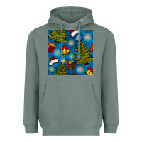 Sage christmas trees and bells seamless pattern Heavyweight Hoodie - BundleAndBundleShop
