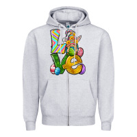 Heather Grey Love gnome Easter Zipper Hoodie - Neo Western
