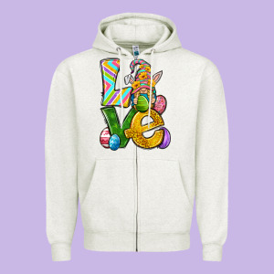 Love Gnome Easter Zipper Hoodie Designed By Neo Western