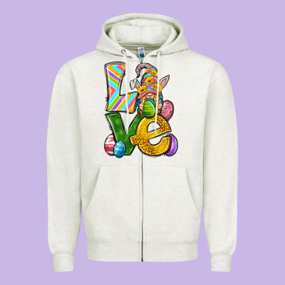 Love Gnome Easter Zipper Hoodie Designed By Neo Western