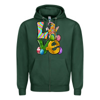 Sports Green Love gnome Easter Zipper Hoodie - Neo Western