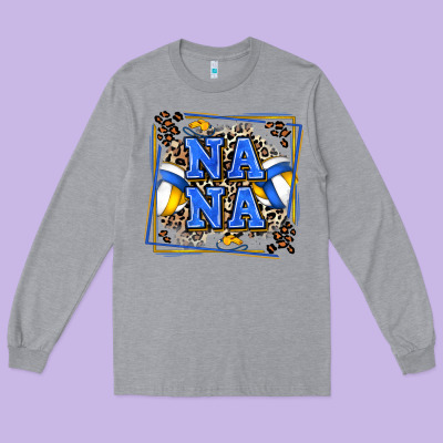 Volleyball Nana With Leopard Long Sleeve Tee Designed By Zillion Design Studio