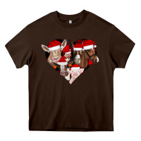 Chocolate Brown farm animals christmas Heavy Core Tee - CowhideDigitalArt