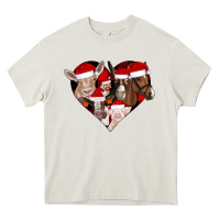 Cream farm animals christmas Heavy Core Tee - CowhideDigitalArt