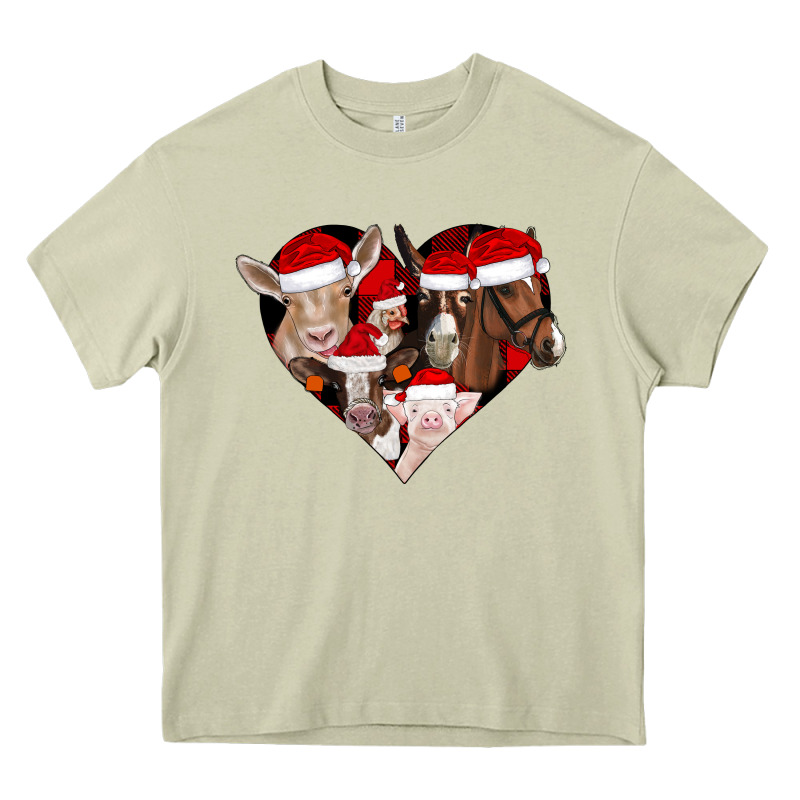 Farm Animals Christmas Heavy Core Tee by CowhideDigitalArt | Teevron